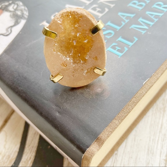 Alquimia Jewelry - AGATHA GOLD DRUZZY STATEMENT BOHO RING